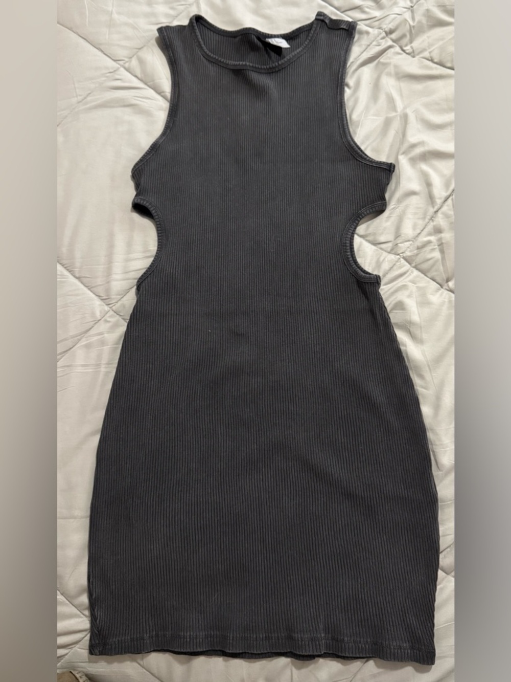 H&M Black Ribbed Cutout Mini Dress